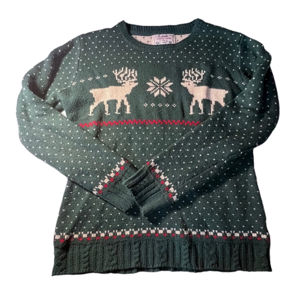 V28 Christmas Sweater Green Size L